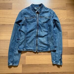 Women's Vintage Polo Ralph Lauren Jeans Co. Denim Motorcycle Zip Jacket Sz Large